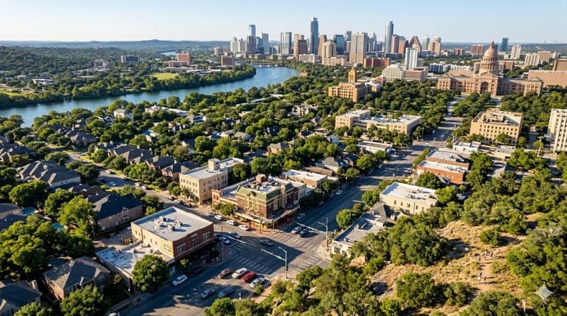 Aerial view of Austin, TX